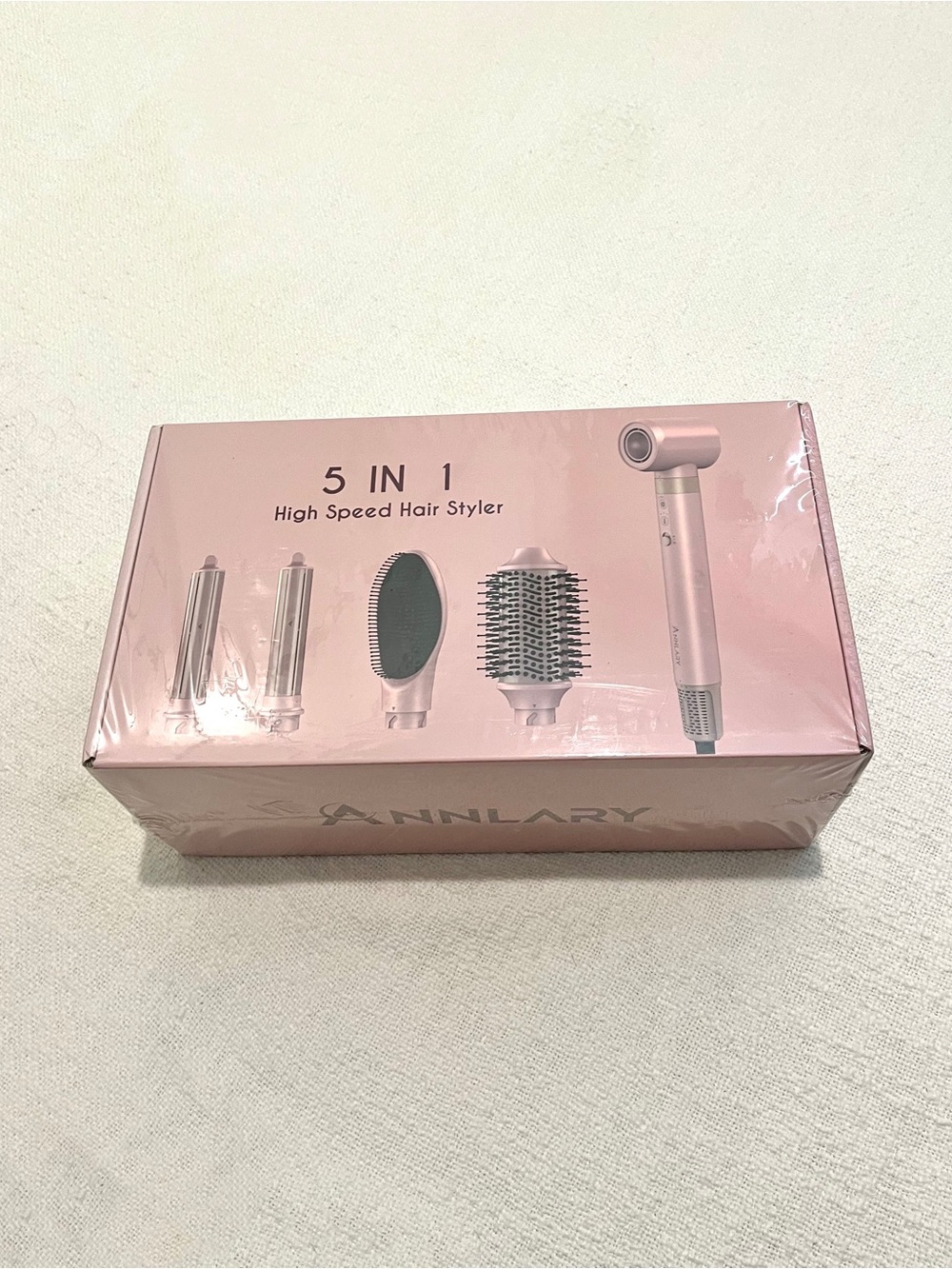 NWT Annlary pink 5 in 1 heat hair styling tool blow out brush curler